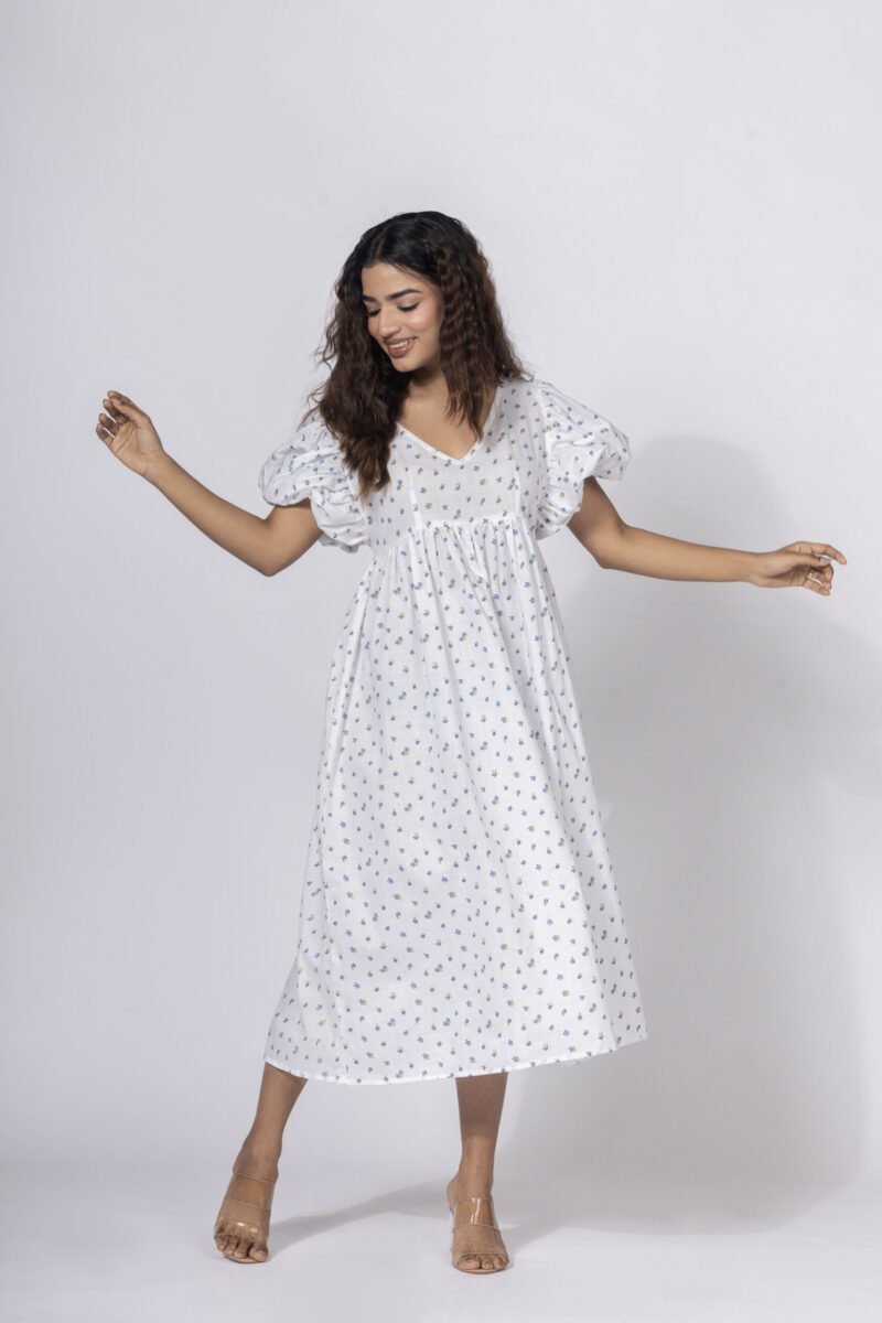 Floral Puff Sleeve Maxi Dress - Image 3