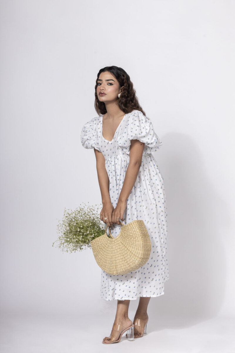 Floral Puff Sleeve Maxi Dress - Image 2