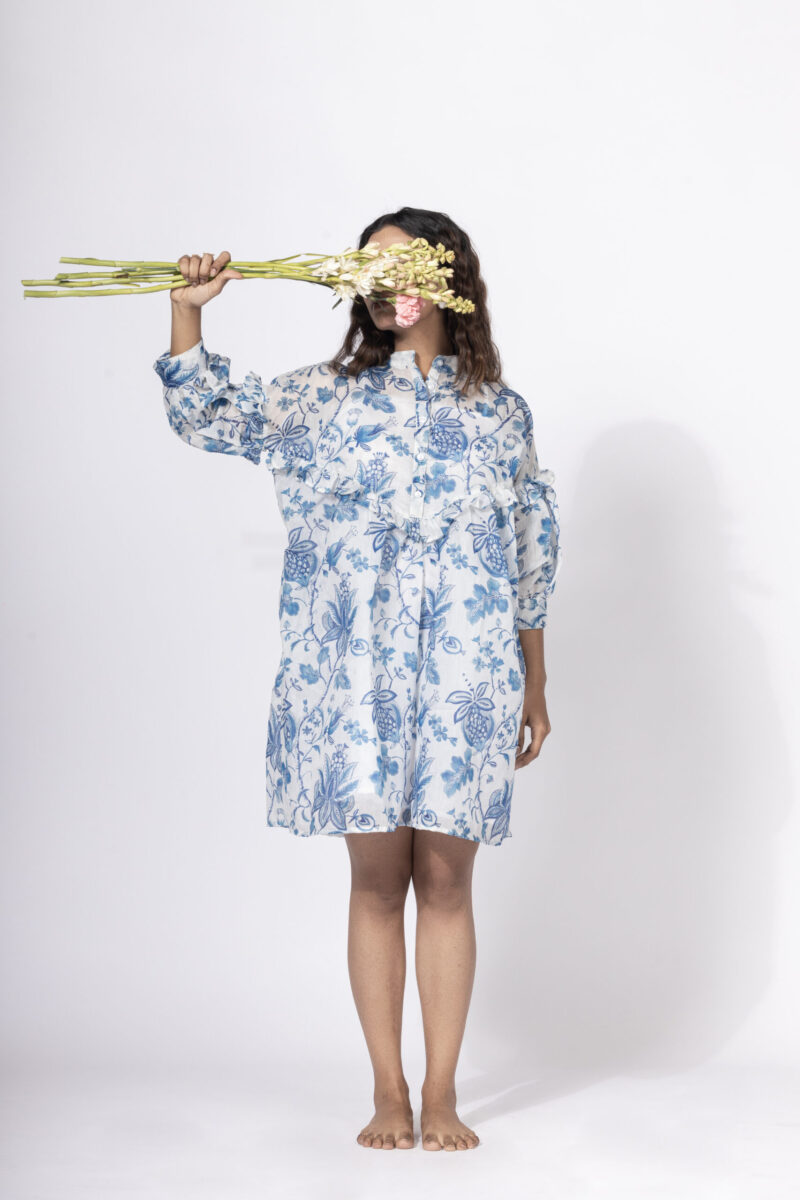 Button-Up Blue Blossom Dress