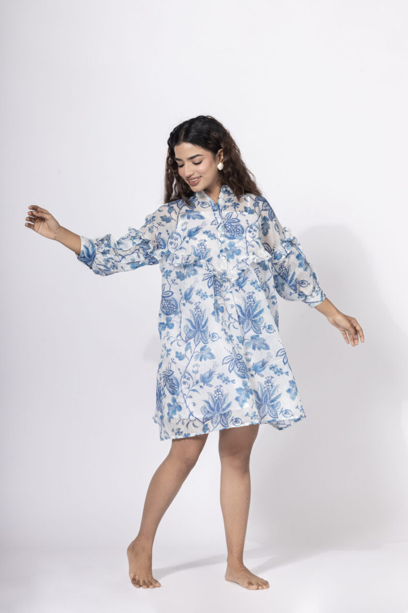 Button-Up Blue Blossom Dress - Image 4