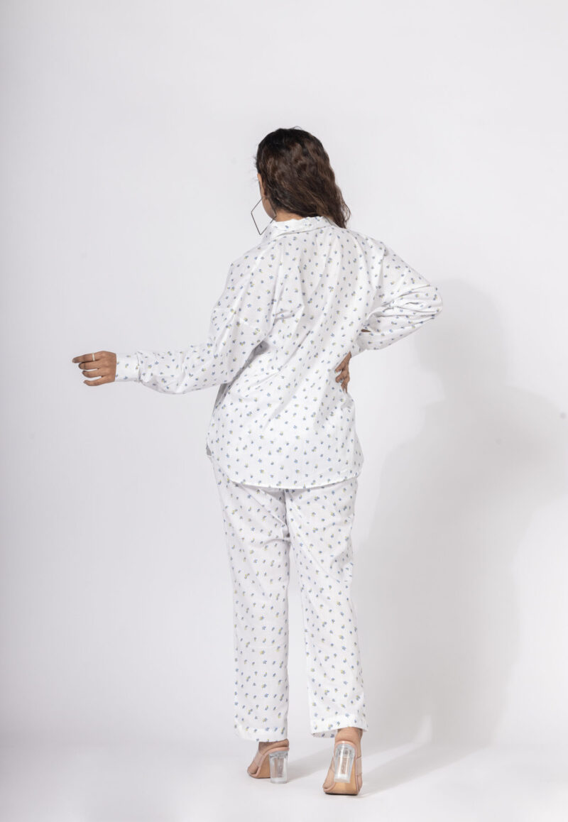 White And Blue Classic Co-ord Set - Image 4