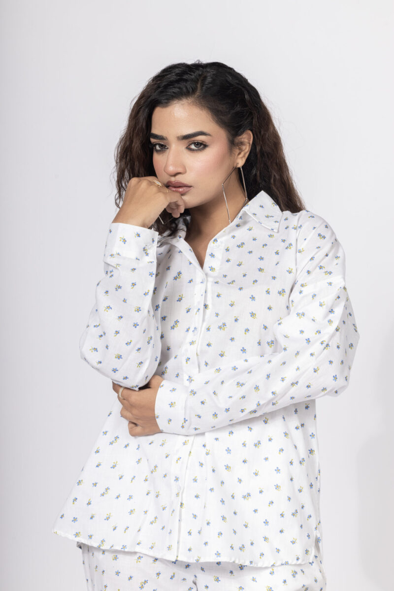 White And Blue Classic Co-ord Set - Image 2