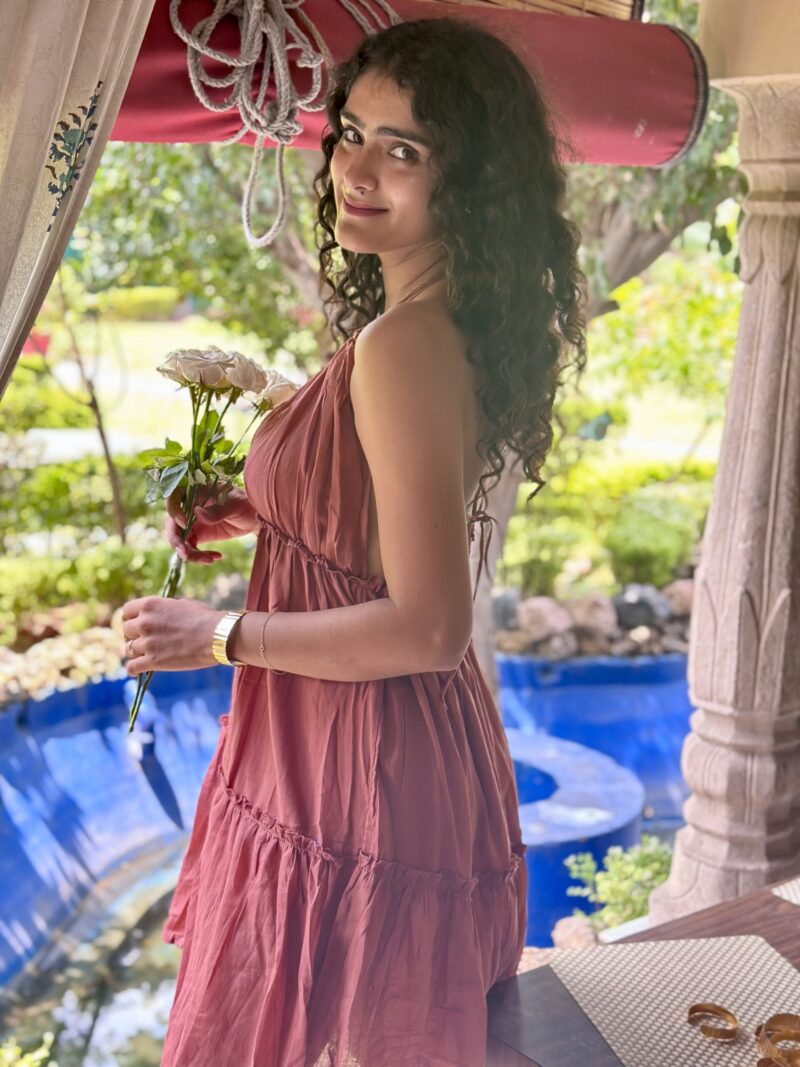 Brown Solid Backless Dress - Image 4