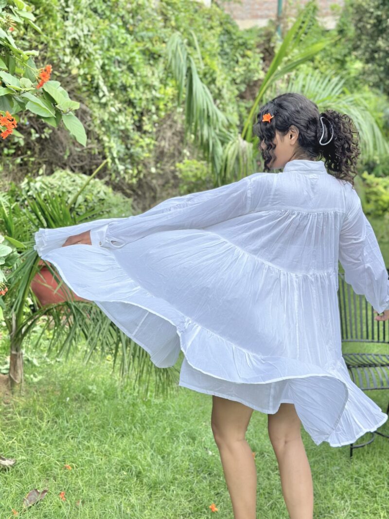 White Flared Collar Dress - Image 2