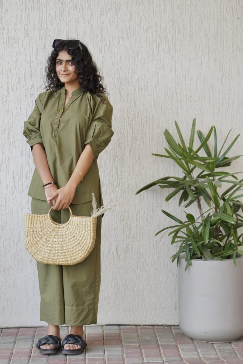 Solid Olive Green Co-ord Set - Image 3