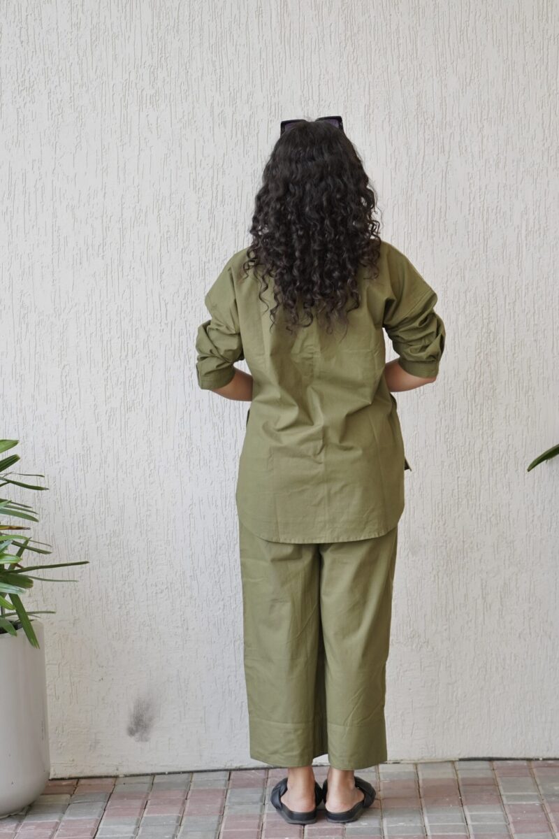 Solid Olive Green Co-ord Set - Image 2