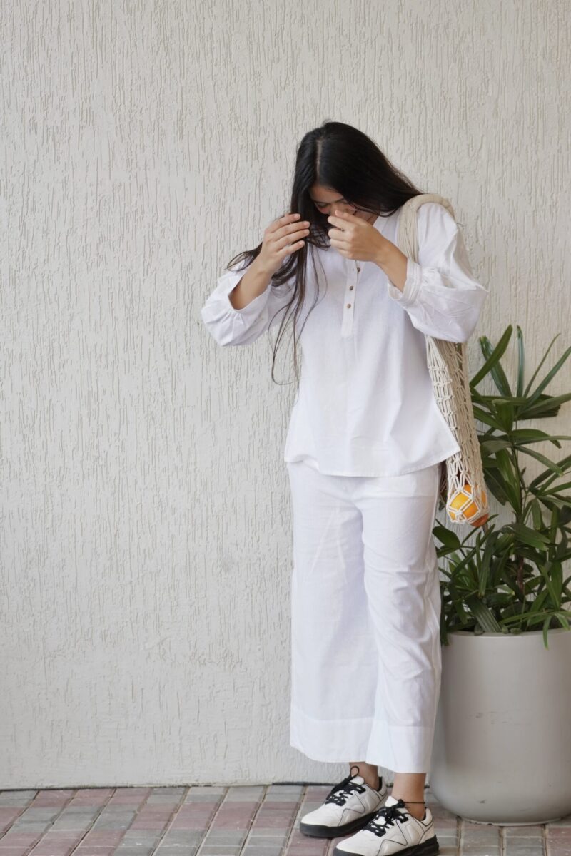 White Solid Co-ord Set
