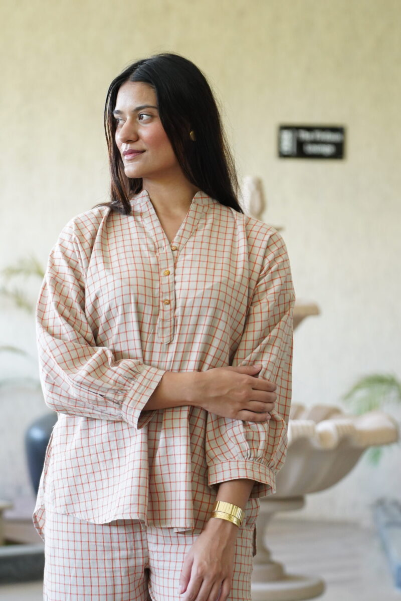 Orange Checked  Co-ord Set