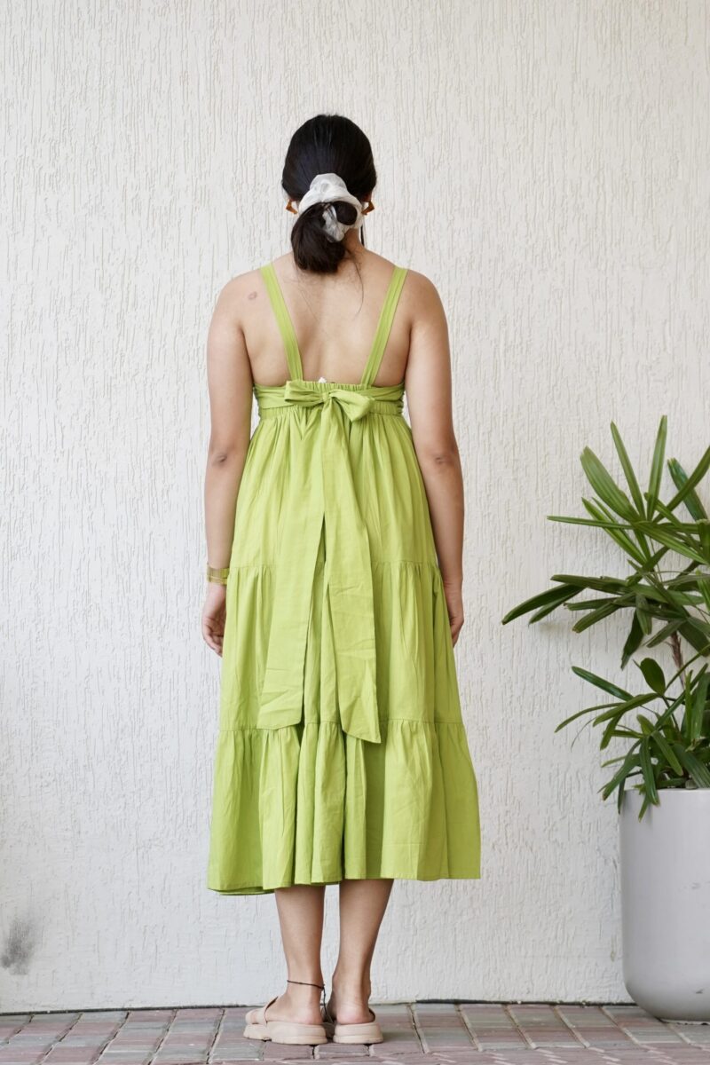 Parrot Green Strapless 3-tier Maxi Dress - Image 2