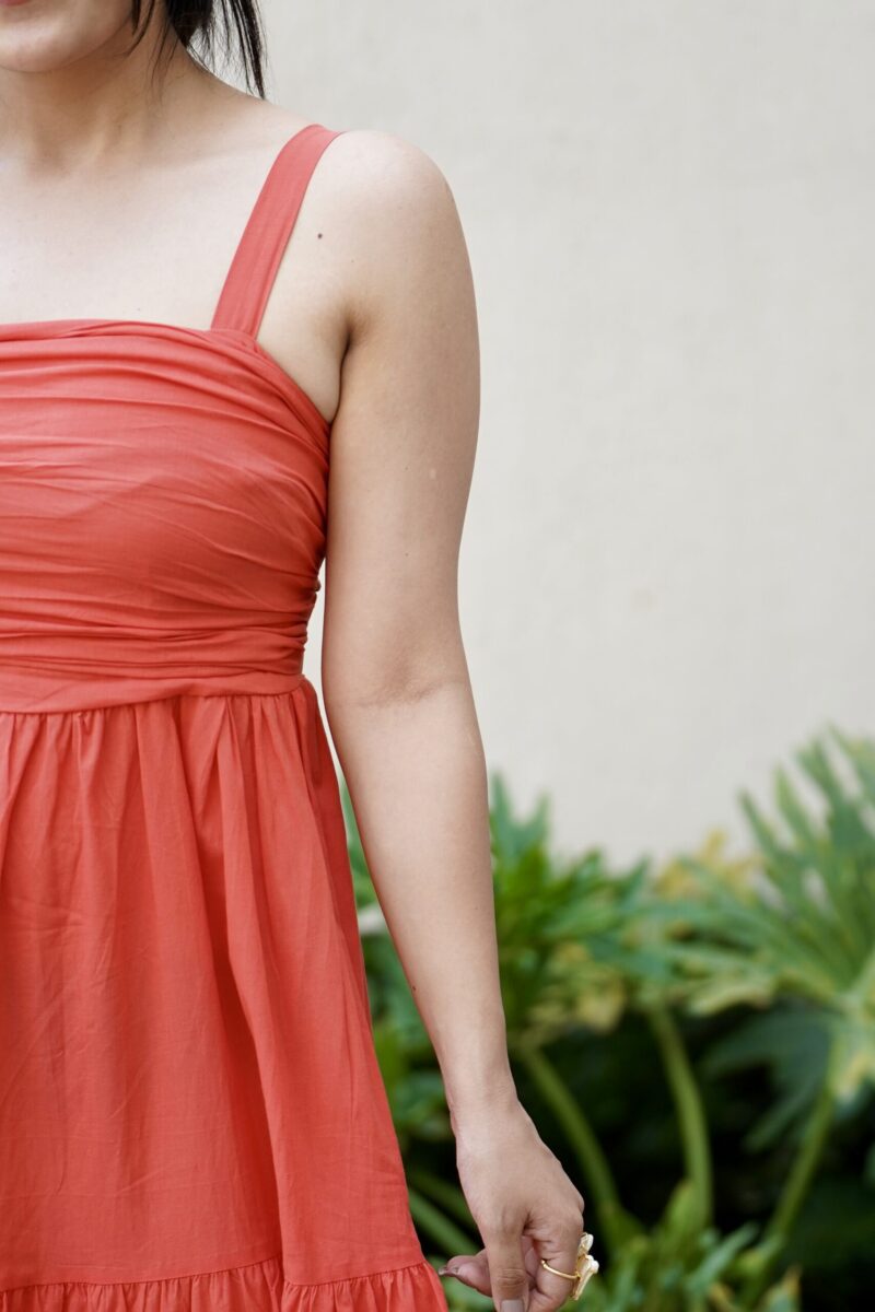 Orange Strapless 3-tier Maxi Dress - Image 2
