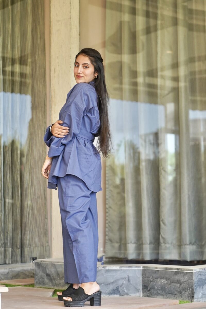Blue Kimono-Style Co-ord Set