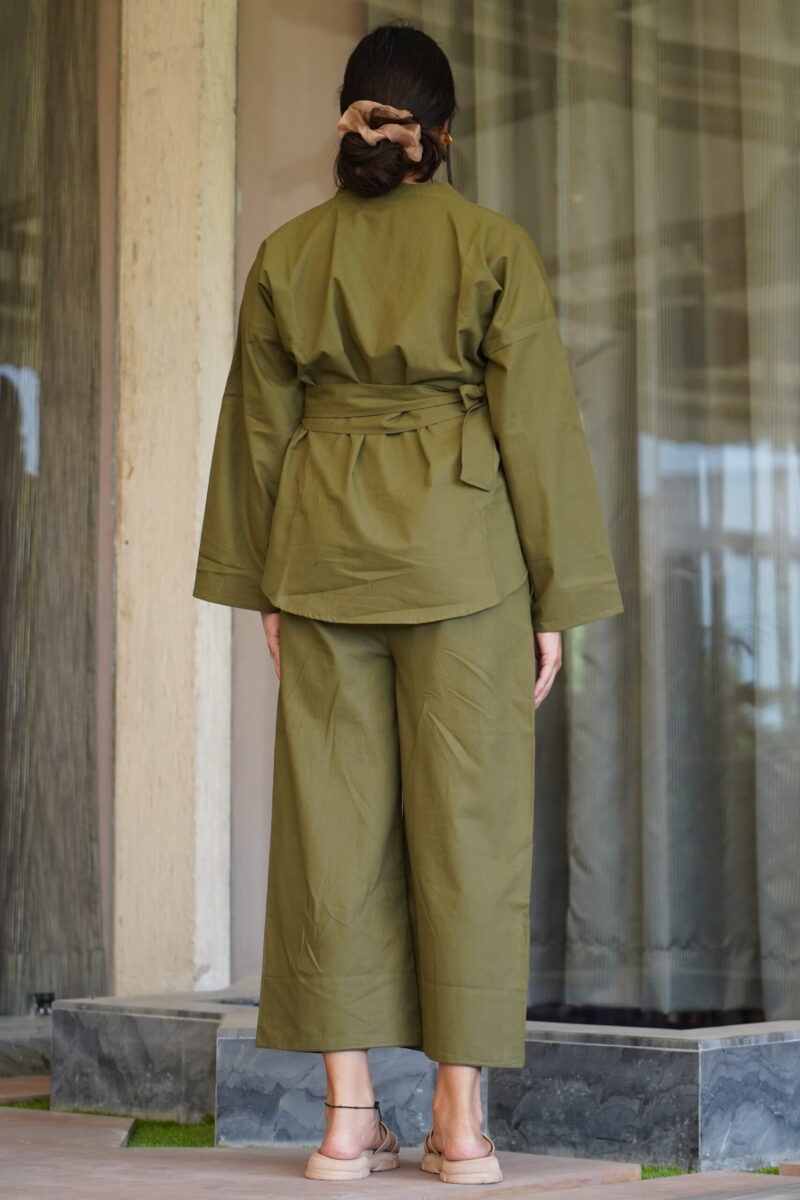 Olive Green Kimono-Style Co-ord Set - Image 3