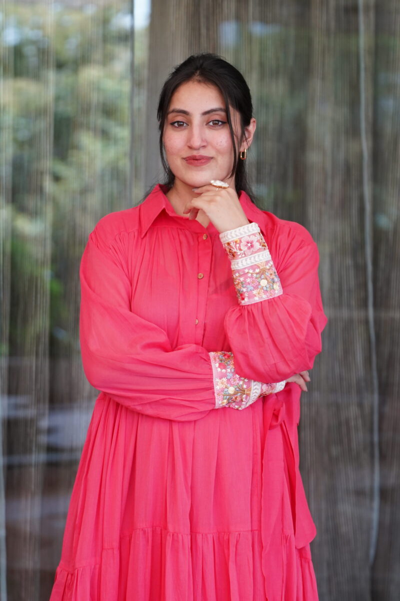 Flared Collar Long Dress - Image 3